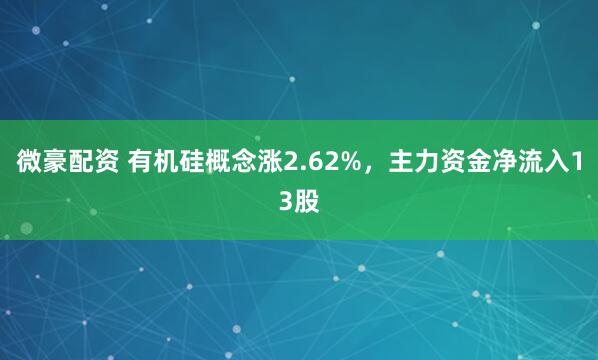 微豪配资 有机硅概念涨2.62%，主力资金净流入13股